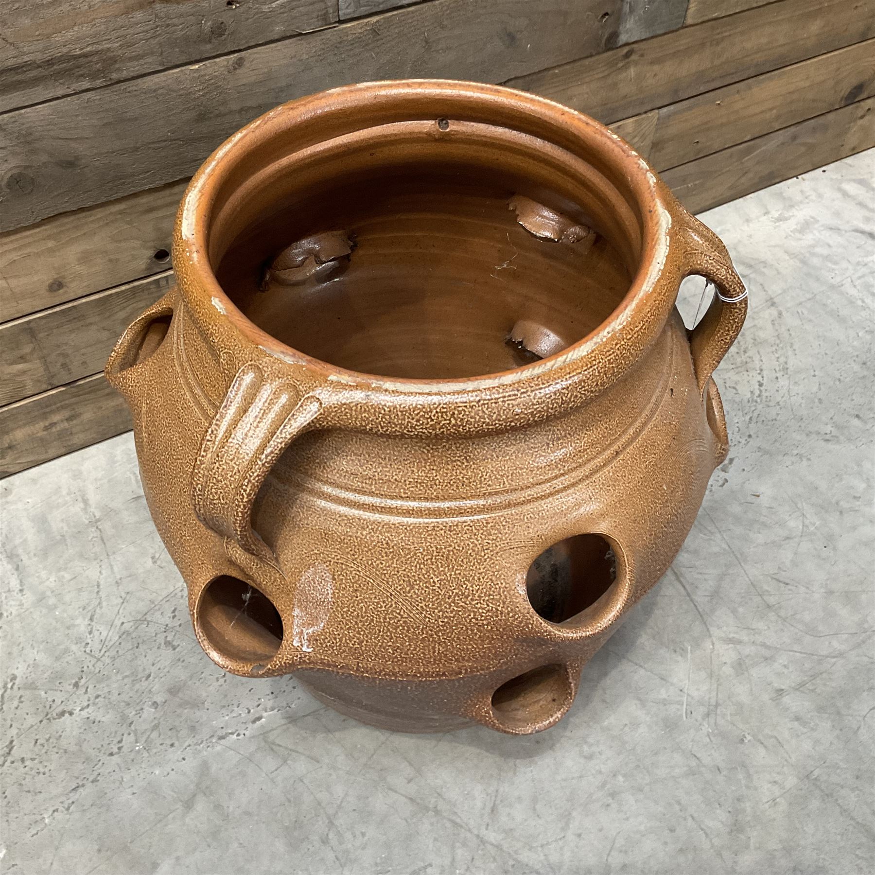 Glazed terracotta strawberry pot