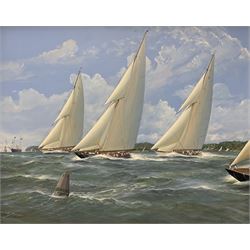 Michael J Whitehand (British 1941-): Yachts Passing the Buoy, oil on canvas signed 100cm x 125cm 
Provenance: private collection, purchased David Duggleby Ltd 16th March 2009 Lot 123