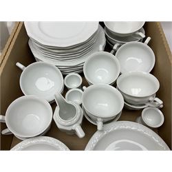 Rosenthal Classical Rose tea and dinner service for eight, including teapot, coffee pot, milk jug, covered sucrier, cups and saucers, dinner plates, serving dishes etc 