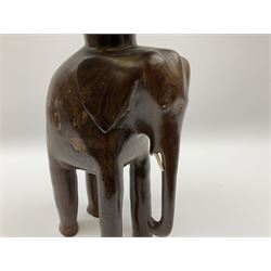 Carved wooden African elephant stand, H38.5cm