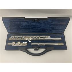 Buffet Crampon Model BC6010 silver plated three-piece flute, serial no.767918; in fitted case with cleaning rod