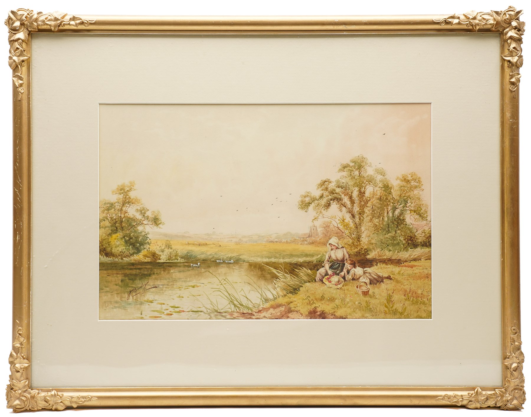 Horace Hammond (AKA James Barclay) (British 1842-1926): Pastoral Views, set of three watercolours signed, in matching gilt frames 43cm x 28.5cm (3)