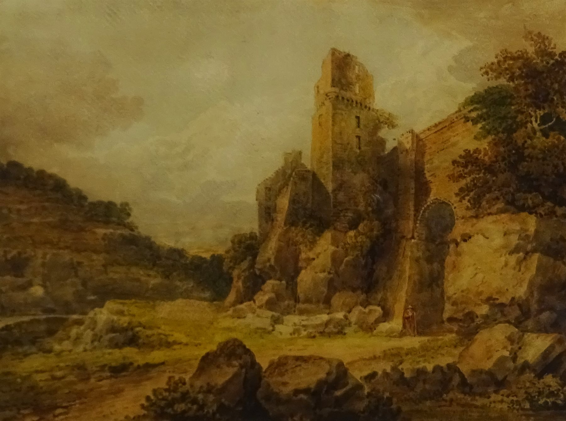 Francis Nicholson (British 1753-1844): 'Roslin Castle' near Edinburgh, watercolour unsigned 29.5cm x 39.5cm
Provenance: private collection; exh. The National Trust Killerton House Exeter 2015 'Francis Nicholson the Killerton Drawing Master'; inscribed verso 'From the Collection of Randall Davies'. Davies edited the annual volume of the Old Watercolour Society's Club, in 1931 he published an invaluable account of Nicholson's life based upon surviving letters and correspondence owned by members of the family