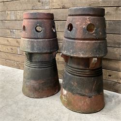 Pair of Victorian terracotta circular chimney pots