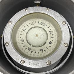 Ship's lifeboat gimble compass in binnacle, with plaque 'Bergen Nautik Instrumentfabrikk ..... Norway. Type BN25COL No.770559' 