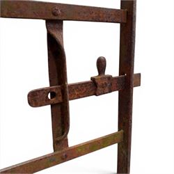 Georgian wrought iron strapwork gate, with arched cresting rail ends and hinged latch
