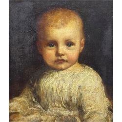Circle of George Frederic Watts (British 1817-1904): Portrait of a Young Child, oil on canvas unsigned 34cm x 29cm