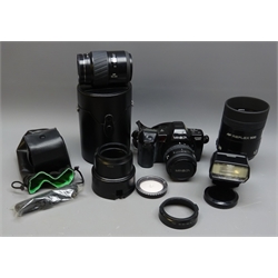  Minolta DYNAX 7000i SLR camera, Minolta AF Reflex 500MM 1:8 mirror lens, Minolta AF 70-210 lens, Program 3200i flash etc   