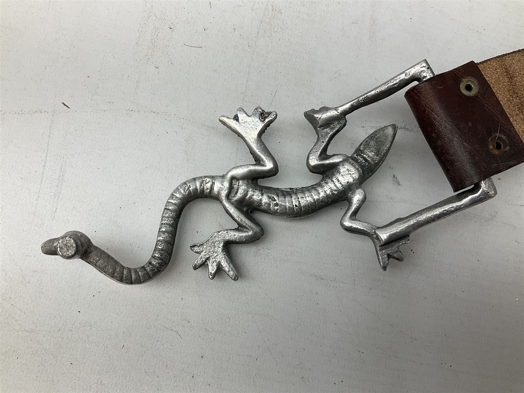 Guy Taplin (b.1939) leather belt, with lizard buckle, belt L91cm