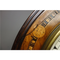  19th century inlaid walnut drop dial 'Superior 8 Day' wall clock, H71cm  
