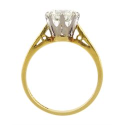 18ct gold single stone round brilliant cut diamond ring, hallmarked, diamond approx 1.60 carat