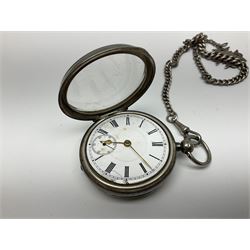Edwardian silver open face lever pocket watch, case by Alfred Wigley, Birmingham 1901, on silver tapering Albert chain, 14ct gold ladies manual wind wristwatch, two pairs of silver sugar tongs by Francis Higgins II, London 1880, silver charm and a 9ct gold cameo