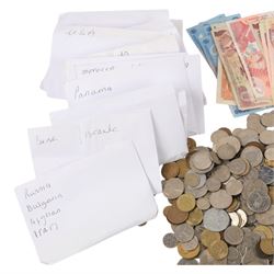 Collection of late 20th century international coins and banknotes, mostly 'holiday change'