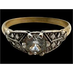 Four 9ct gold stone set rings, including garnet and pearl examples, all stamped or hallmarked