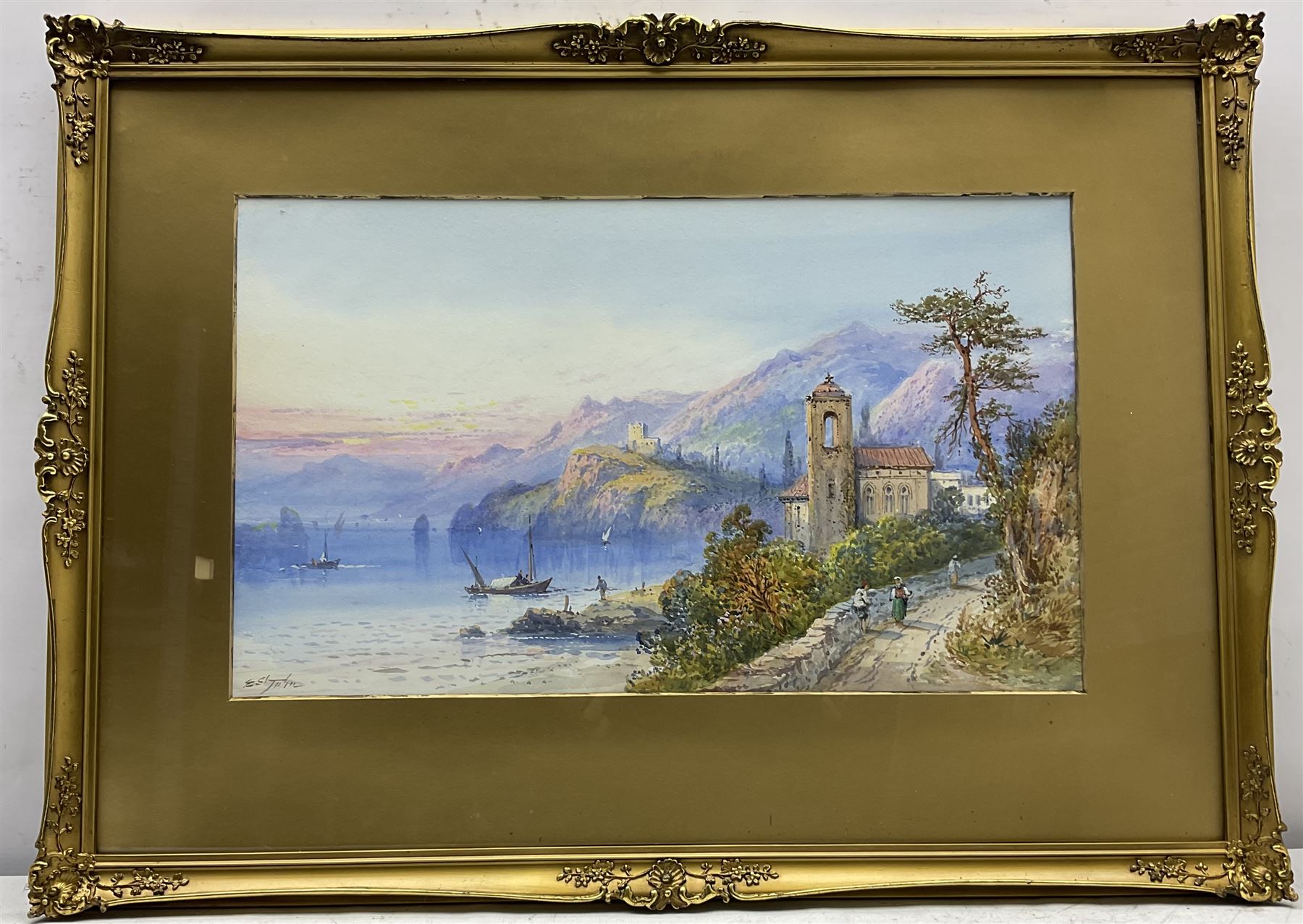 Edwin St. John RBA (British 1878-1961): North Italian Lake scenes, pair watercolours signed 30cm x 50cm (2)