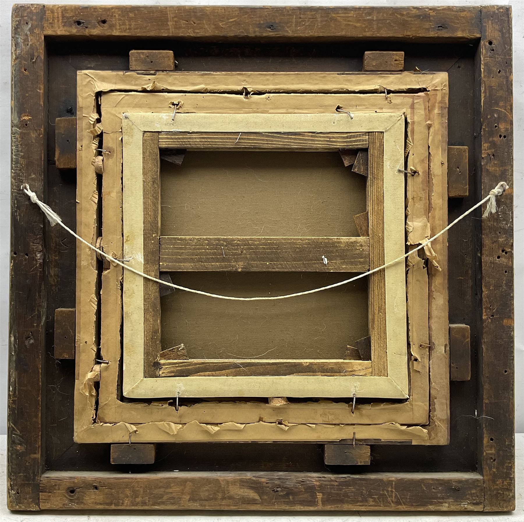 Circle of James Ward RA (British 1769-1859): Pony and Dogs at the Cottage Stile, circular oil on canvas unsigned 30cm diameter