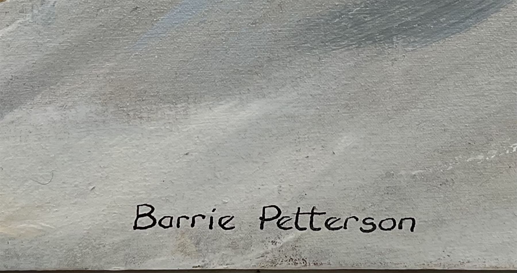 Barrie Petterson (British Contemporary): 'The Climb', acrylic on linen laid on wood signed, titled verso 60cm x 69cm