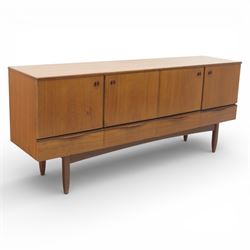 Portwood - Mid 20th century teak sideboard, rectangular top with fall front in the centre ...