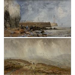 George Weatherill (British 1810-1890): 'On the Moor' & 'On the Coast', pair watercolours signed 11cm x 20cm (2)
