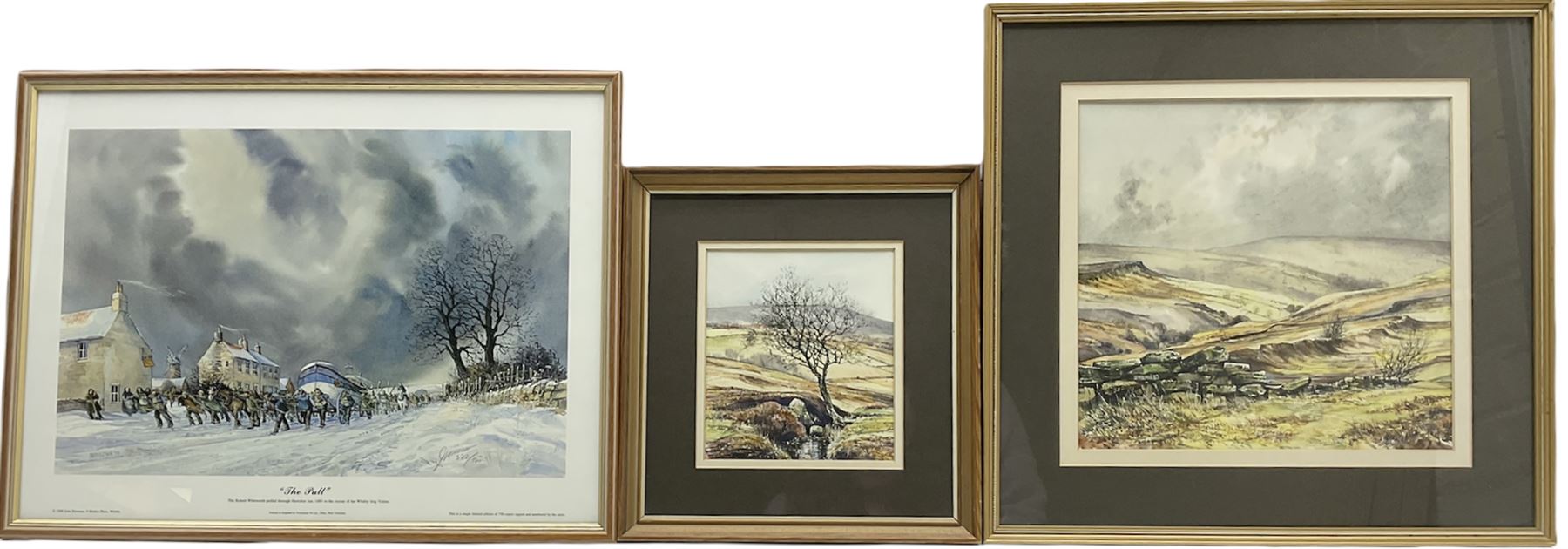 John Freeman (British 1942-): Yorkshire Moors Landscapes, two watercolours signed and dated '83 together with a signed print after the artist max 27cm x 28cm (3)