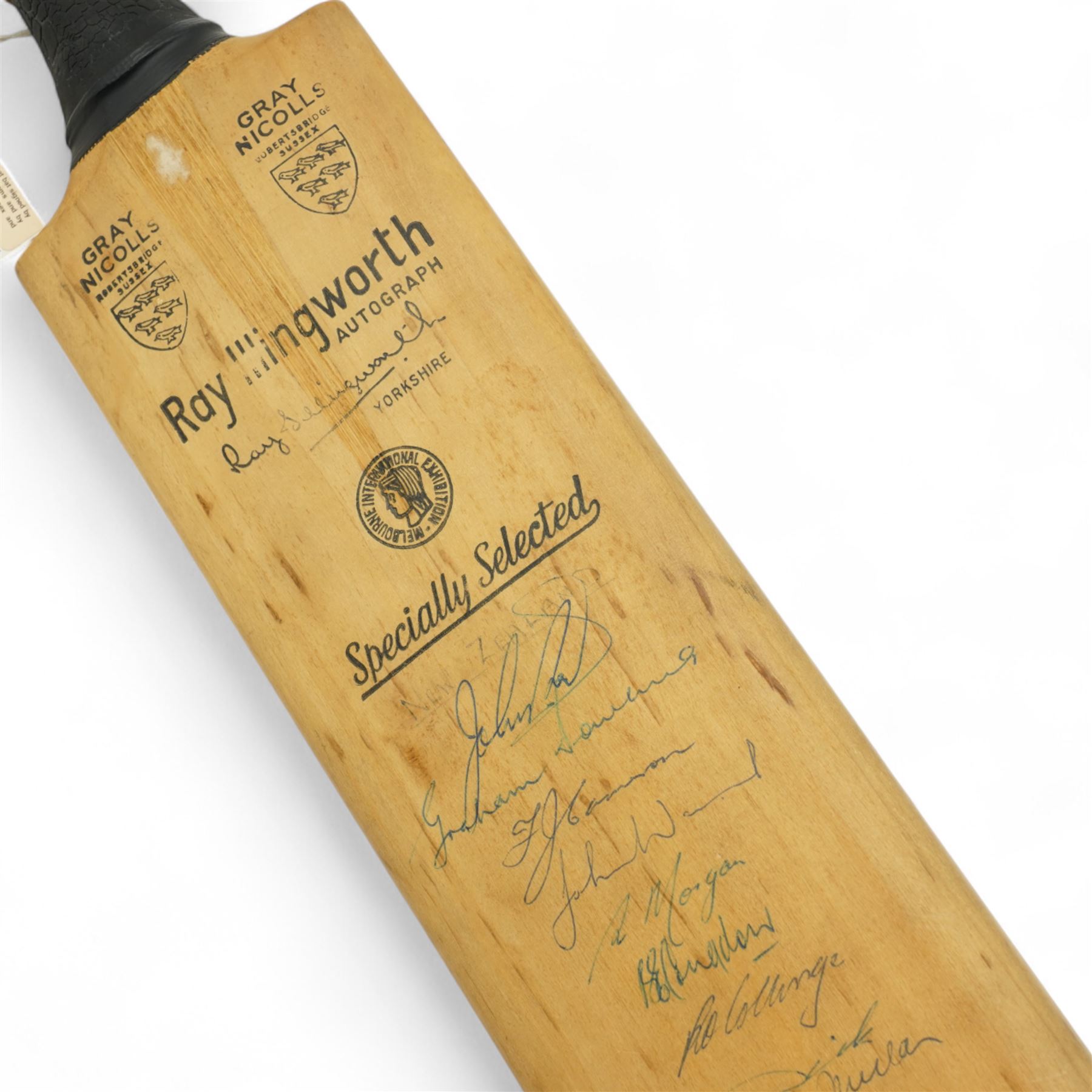 Ray Illingworth Testimonial Gray-Nicolls cricket bat, signed by New Zealand and England 1973 teams, and by players of Yorkshire, Gloucester, Sussex, and Worcester