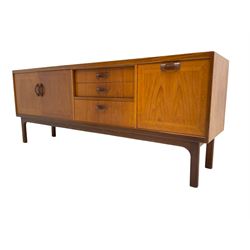 Victor B Wilkins for G-Plan - mid-20th century 'Sierra' teak sideboard, fitted with two cupboard doors concealing single shelf, three graduating drawers and fall-front cupboard