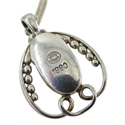 Georg Jensen silver 1900 annual pendant, stamped, on silver chain