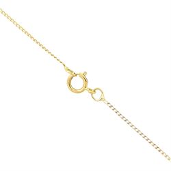 18ct gold green tourmaline and diamond pendant necklace, rectangular cushion cut tourmaline of approx 9.50 carat, surrounded by thirty-four round brilliant cut diamonds and a single stone diamond set bail, on a trace link chain necklace