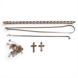 9ct gold jewellery, including chains, cross pendants and bracelets