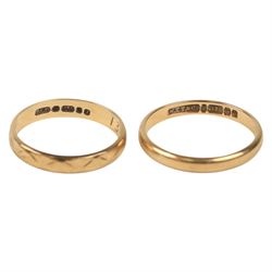 Two 9ct gold wedding bands, both hallmarked 