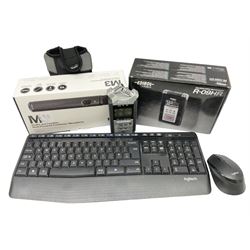 Edirol by Roland boxed 24 bit 96kHz wave MP3 recorder, boxed Rode microphone and Logitech keyboard and mouse etc