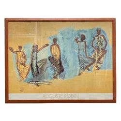 After Auguste Rodin (French 1840-1917): 'Five Studies of Cambodian Dancers', colour print 81cm x 118