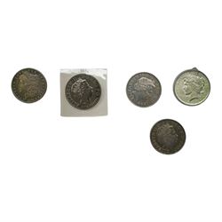 United States of America 1891 silver Morgan dollar, Queen Elizabeth II Canada 1976 Montreal Olympic Games sterling silver four-coin set, 1983 Great British coins year set etc and various banknotes with Bank of England ten shillings, The Central Bank of Ireland ten shillings 'IIP043989 3.1.62' and one pound '90F904441 16.3.62' etc