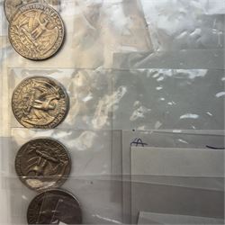 Collection of United States of America coins, 1965 onwards, principally quarter dollars, many with alleged minting errors as annotated on labels