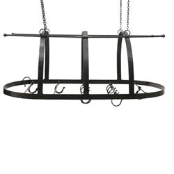 Wrought iron Kitchen hanging pot rack  L80cm and a brass milk pail 