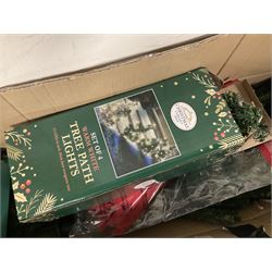 Artificial Nordic style 6ft Christmas tree, together with a large collection of baubles, small light up Christmas tree, tree skirt and other Christmas decorations, including some vintage examples