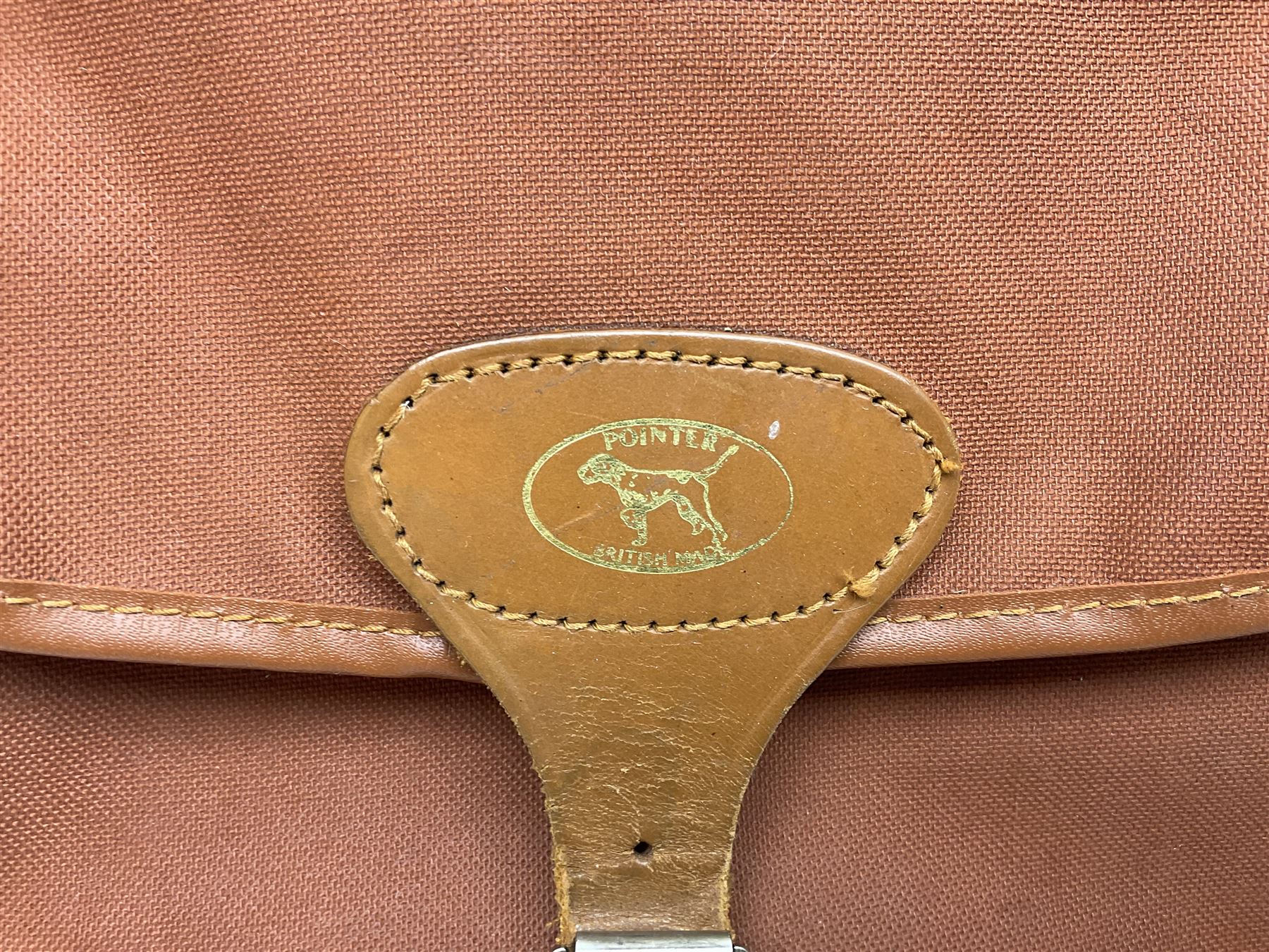 Miscellaneous shooting accessories - W.J. Bowman & Sons clay pigeon launcher; two leather cartridge belts; three cartridge bags; two canvas/leather game bags; and two metal/wooden cartridge boxes