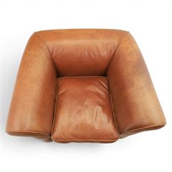 20th century tub armchair upholstered in tan leather