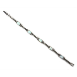  Silver opal and marcasite bracelet, stamped 925  
