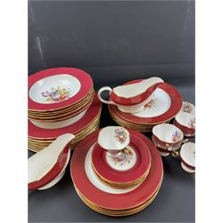 Hammersley tea and dinner service, including twelve dinner plates, twelve teacups, two sauce boats, two covered dishes etc  