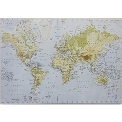  World Map, contemporary print on fabric 140cm x 200cm unframed  