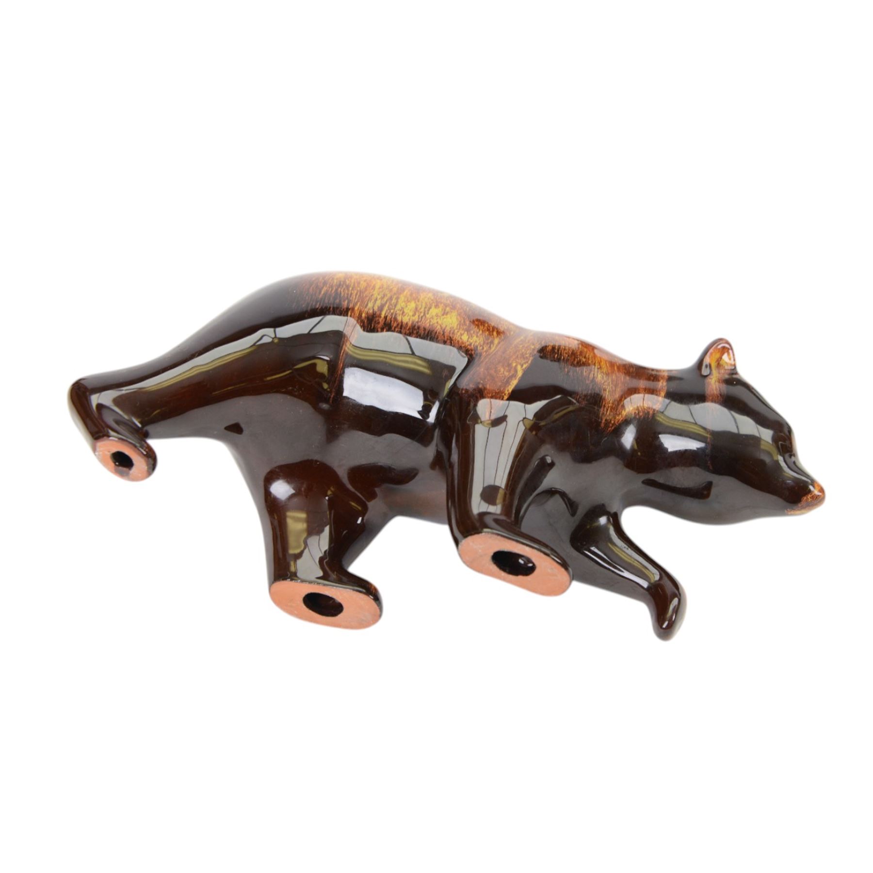 Blue Mountain Pottery, large tiger, together with two dolphins and two brown bears 