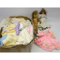  Chad Valley, tinted bisque and bisque head Dolls, Lenci type articulated doll and a collection of Dolls & Children's clothing   