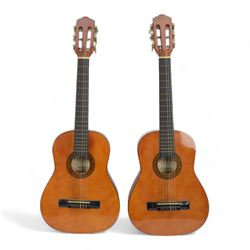 Two Japanese Toyama children's 1/4 size classical guitars, L75cm