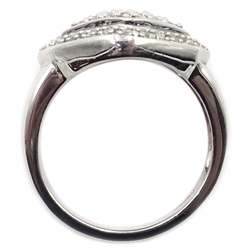  9ct white gold diamond cluster ring, hallmarked  