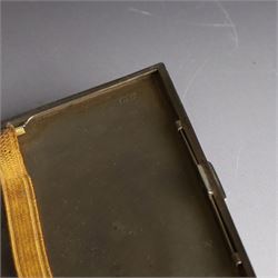 1930s silver cigarette case, with stepped design and engine turned decoration, hallmarked Clark & Sewell, Chester 1938, H11cm