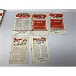 Various clubs - thirty-five home game programmes for Manchester United (7) 1949/50 - 1957/58 including F.A. Cup 5th round replay games; QPR (7) 1949/50 - 1983/84; Leyton Orient (2) 1951/52 & 1952/53; Charlton Athletic (5) 1948/49 - 1956/57; Stoke (3) 1949/50 - 1951/52; Peterborough (2) 1961/62; Brentford (4) 1947/48 - 1950/51; Derby (3) 1950/51; and WBA (2) 1956/57 & 1965/66; some memorabilia with Manchester United programmes