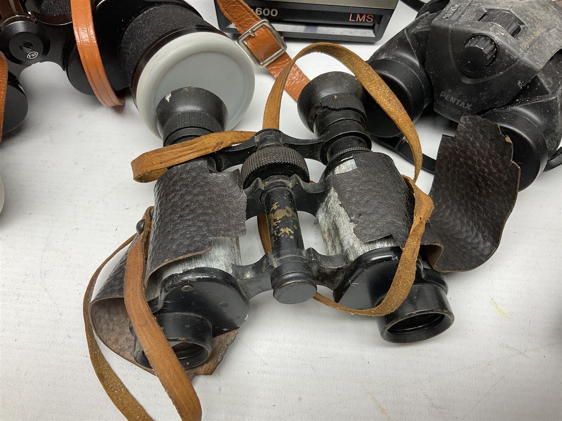 Brass telescope, together with Zenith 7 x 50 field binoculars, two polaroid cameras and other cameras and equipment 