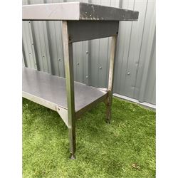 Large stainless steel single tier preparation table  - THIS LOT IS TO BE COLLECTED BY APPOINTMENT FROM DUGGLEBY STORAGE, GREAT HILL, EASTFIELD, SCARBOROUGH, YO11 3TX