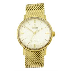 Omega Seamaster gentleman's 18ct gold automatic wristwatch, silvered dial with baton hour ...
